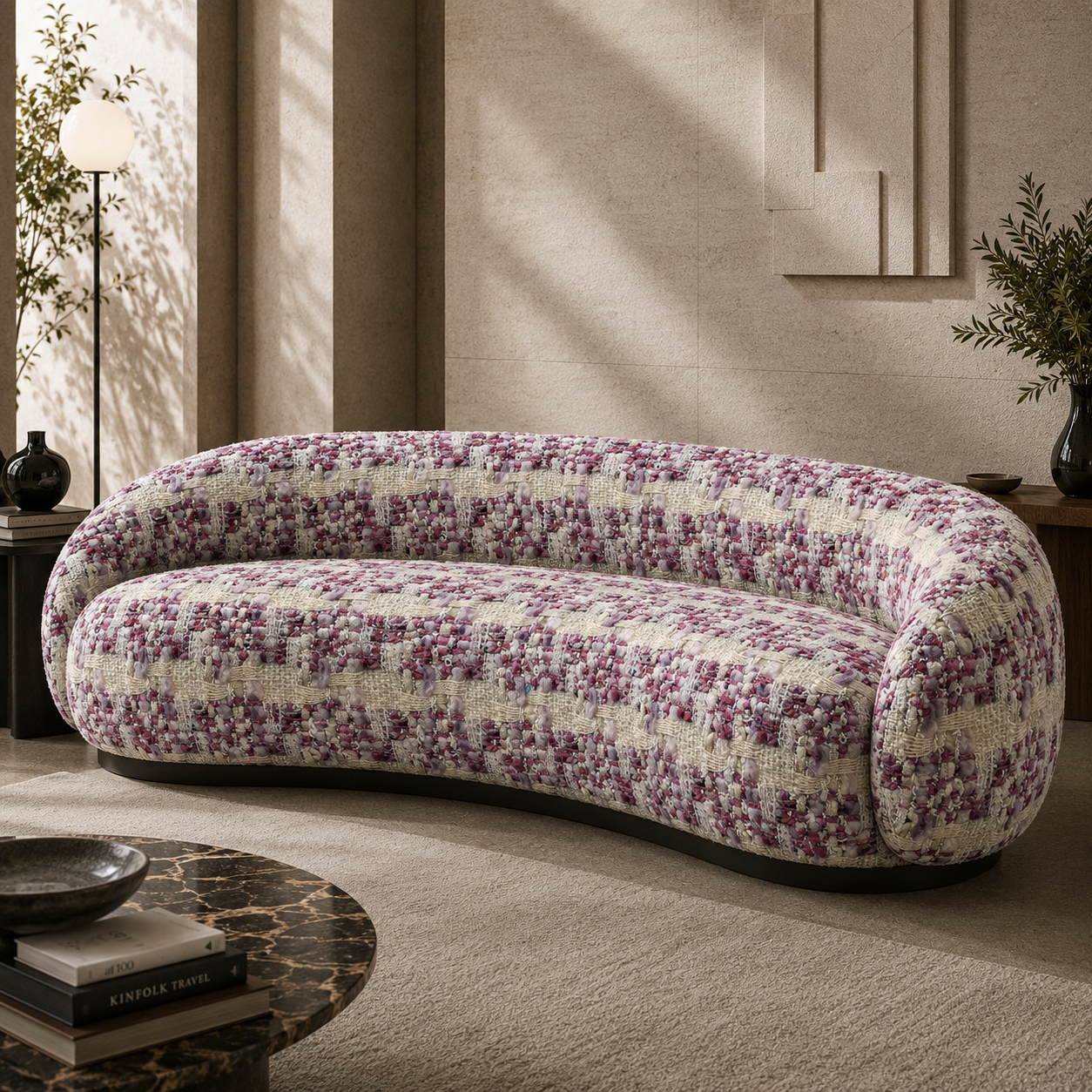Pink & Ivory Basket Weave Fabric Texture 2
