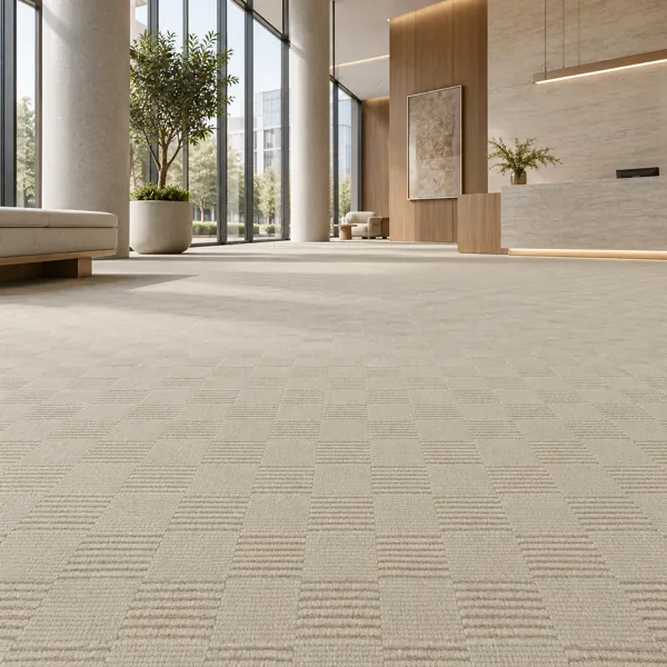 Warm Ivory Checker Weave Carpet Texture back