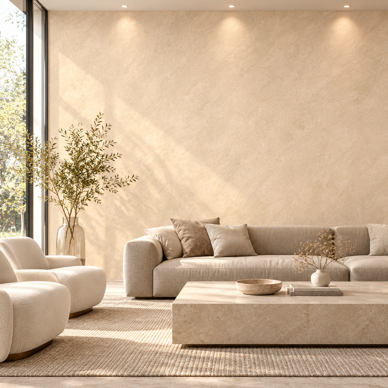 Warm Ivory Clouded Plaster Texture 2