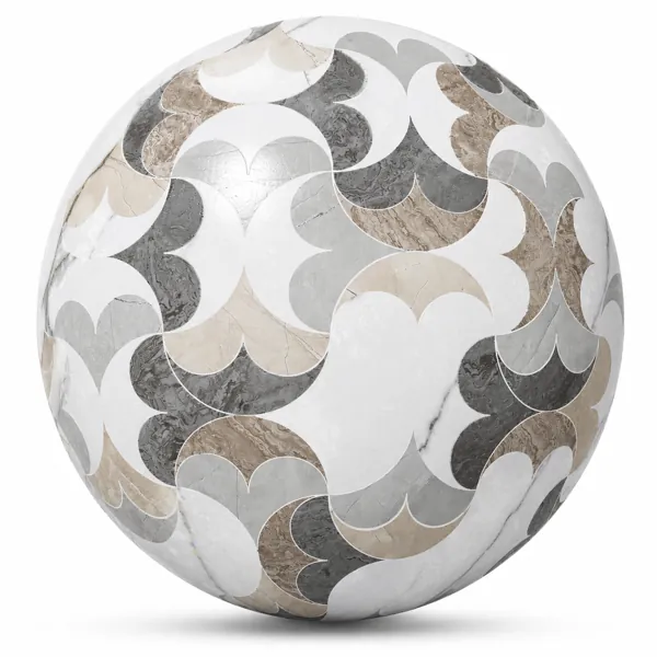 White Marble Multitone Scallop Mosaic Ceramic Texture