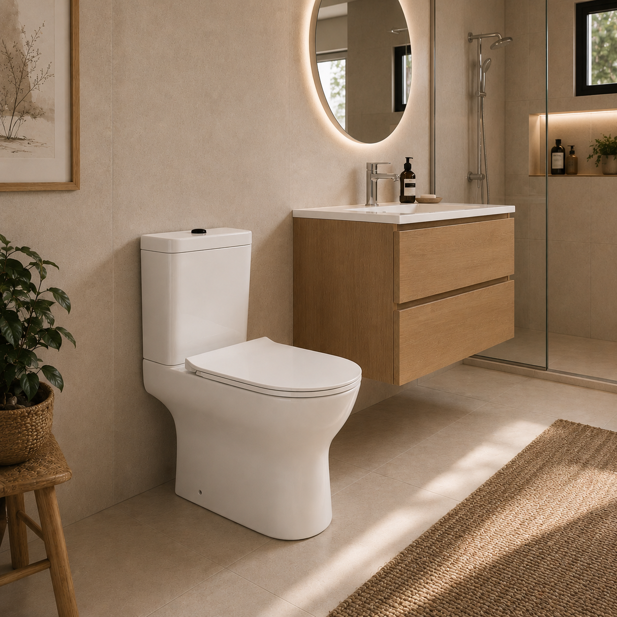 White Modern Toilet – Elongated Seat & Curved Bowl 3D Model 2