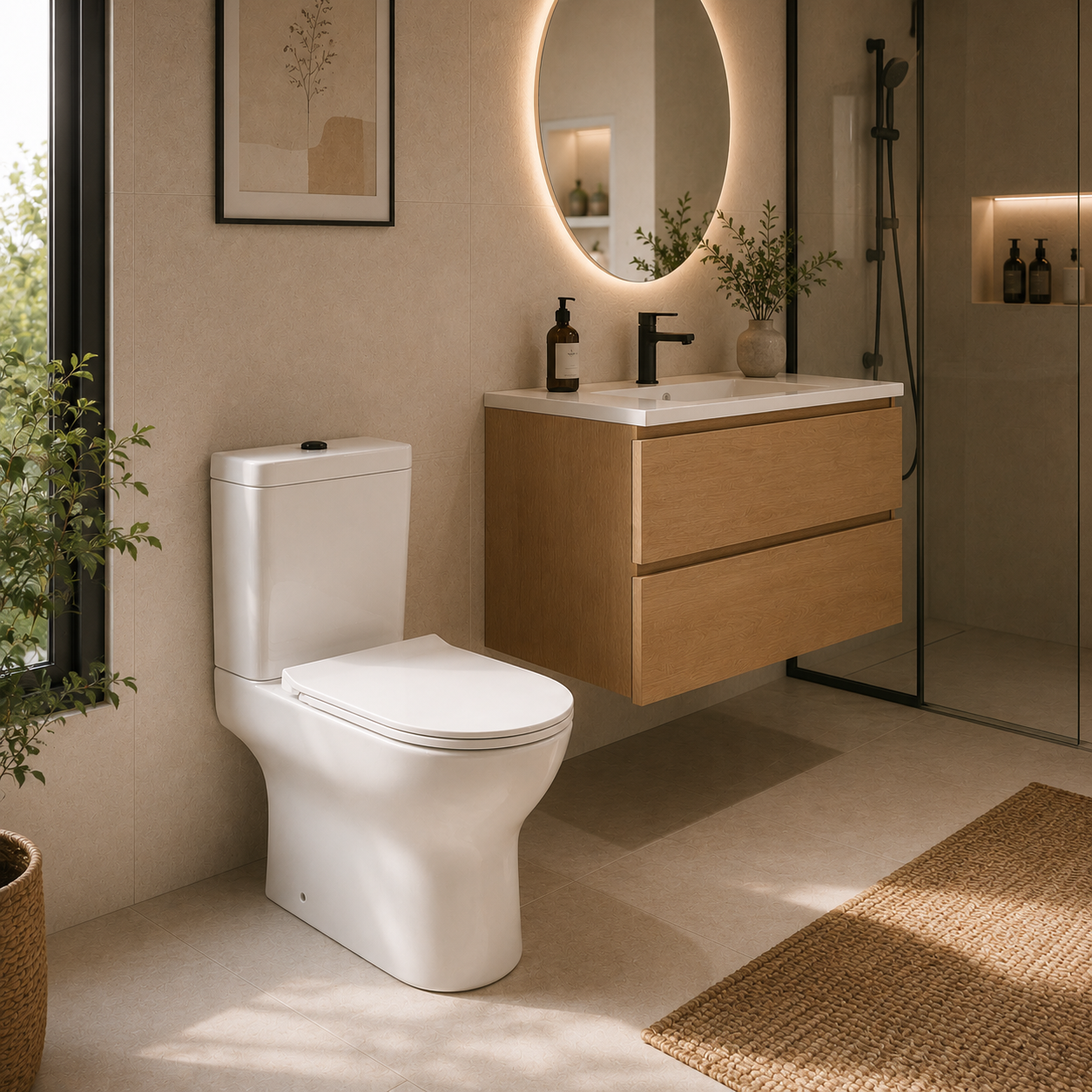 White Modern Toilet – Elongated Seat & Curved Bowl 3D Model 3