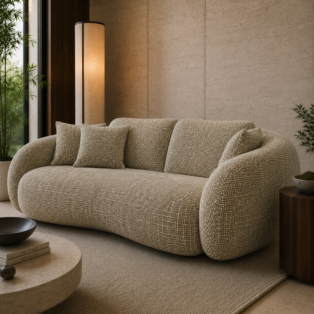Warm Beige Woven Fabric Texture – Ivory Flecked Weave 2