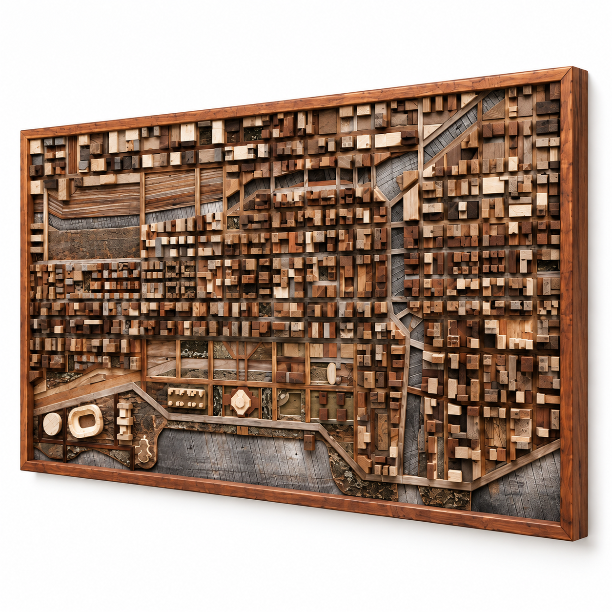 Abstract Geometric Wood Wall Sculpture 3D Model 3