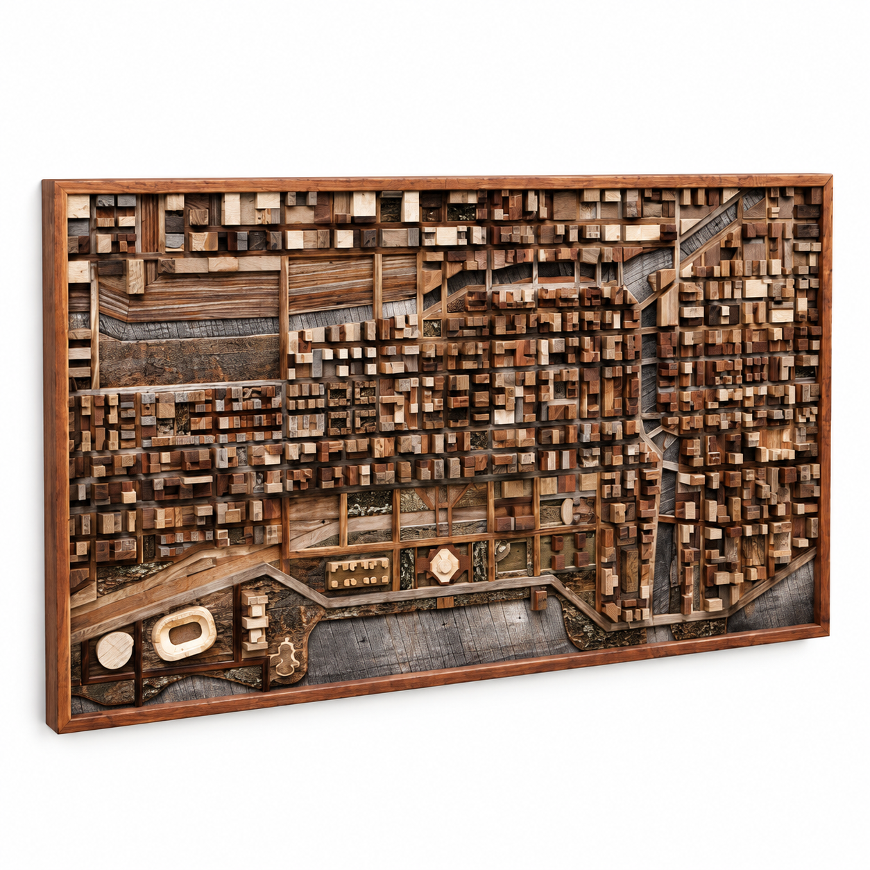 Abstract Geometric Wood Wall Sculpture 3D Model 1