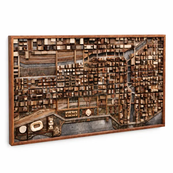 Abstract Geometric Wood Wall Sculpture 3D Model