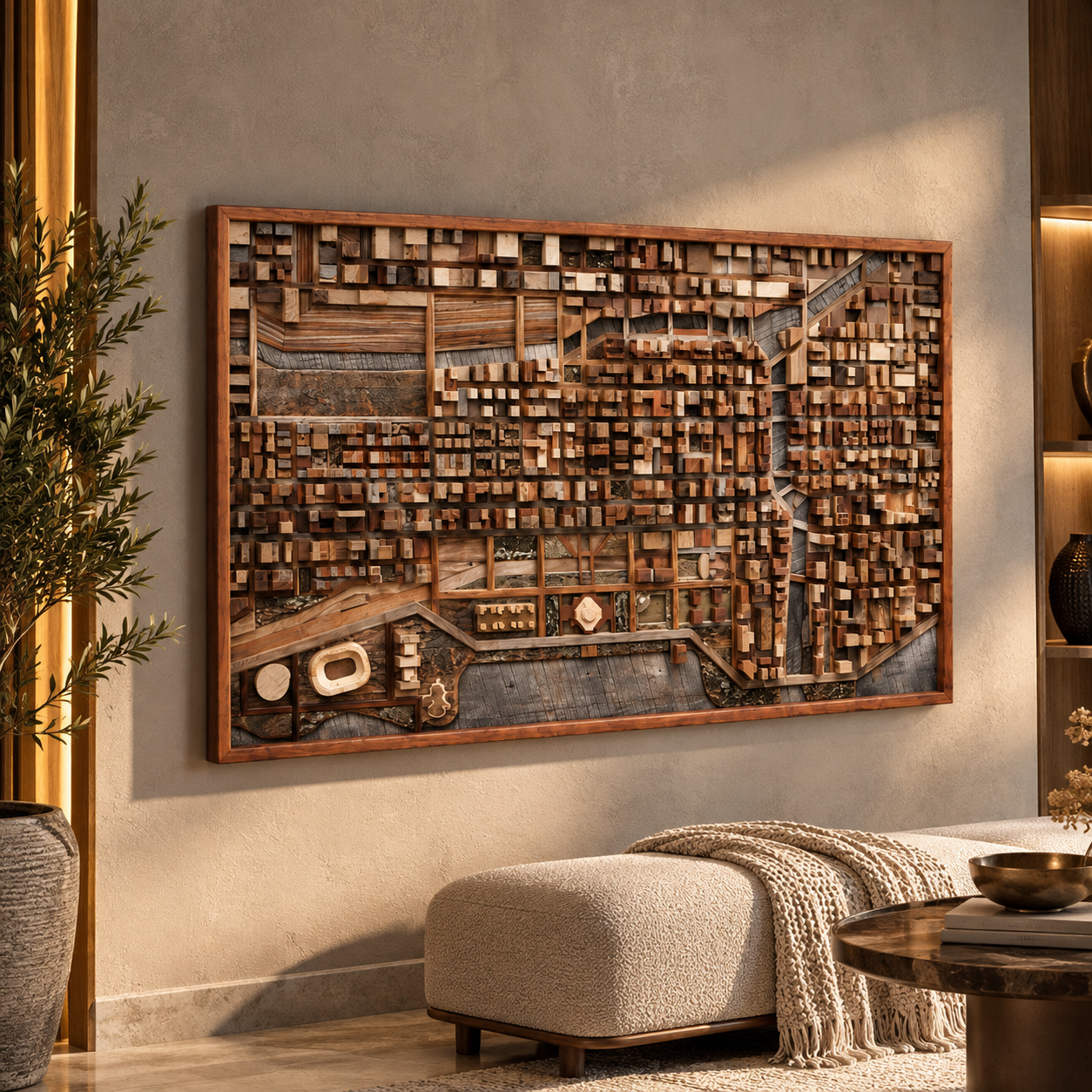 Abstract Geometric Wood Wall Sculpture 3D Model 2