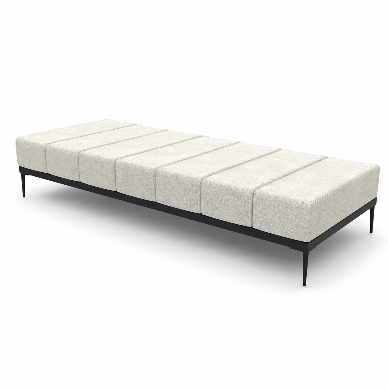 Ivory Channel Bench – Black Metal Frame 3D Model 3