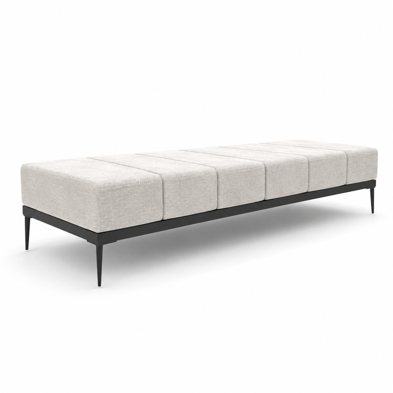Ivory Channel Bench – Black Metal Frame 3D Model 1