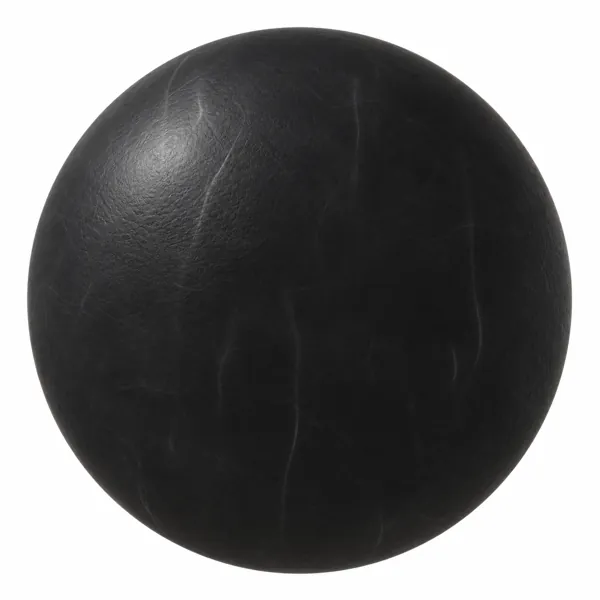 Deep Black Sleek Creased Leather Texture