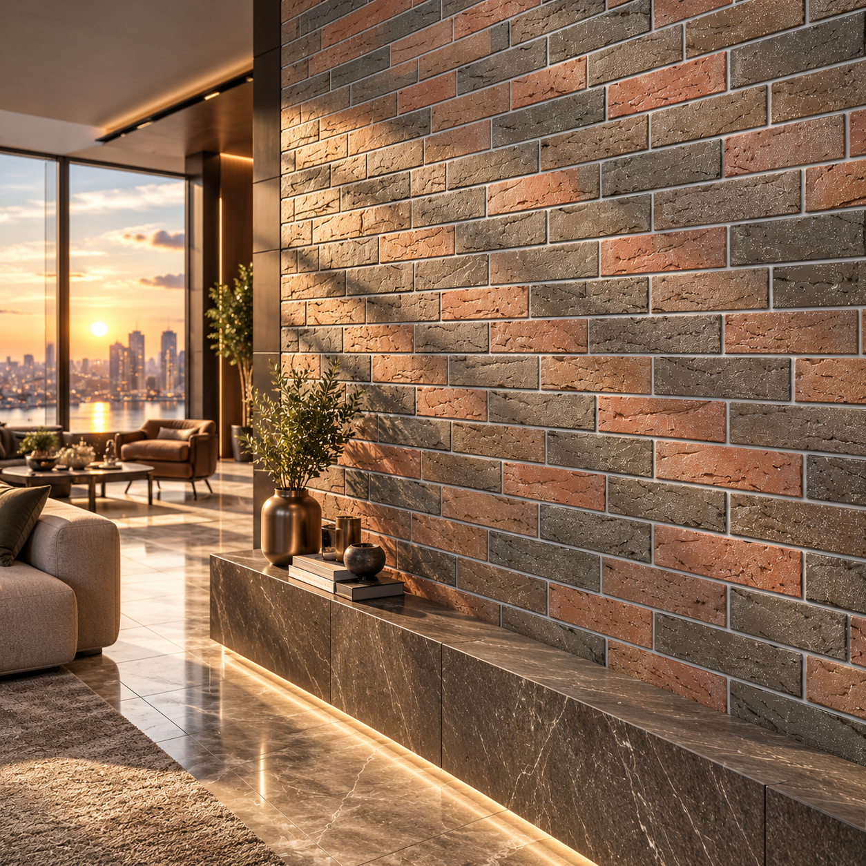 Terracotta Gray Rough Stacked Stone Brick Texture 2