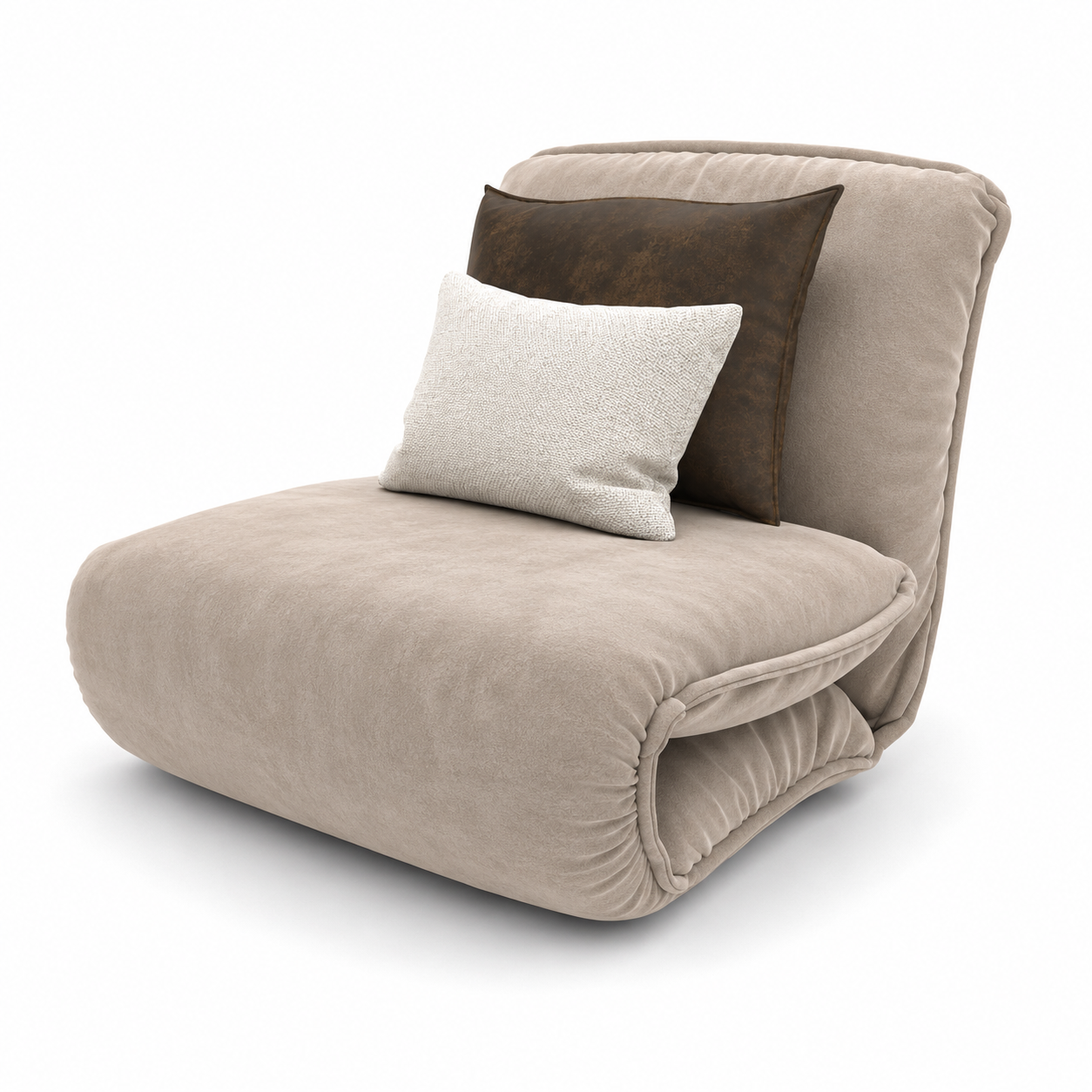 Warm Beige Lounge Chair – Folded Cushion Form 3D Model 3