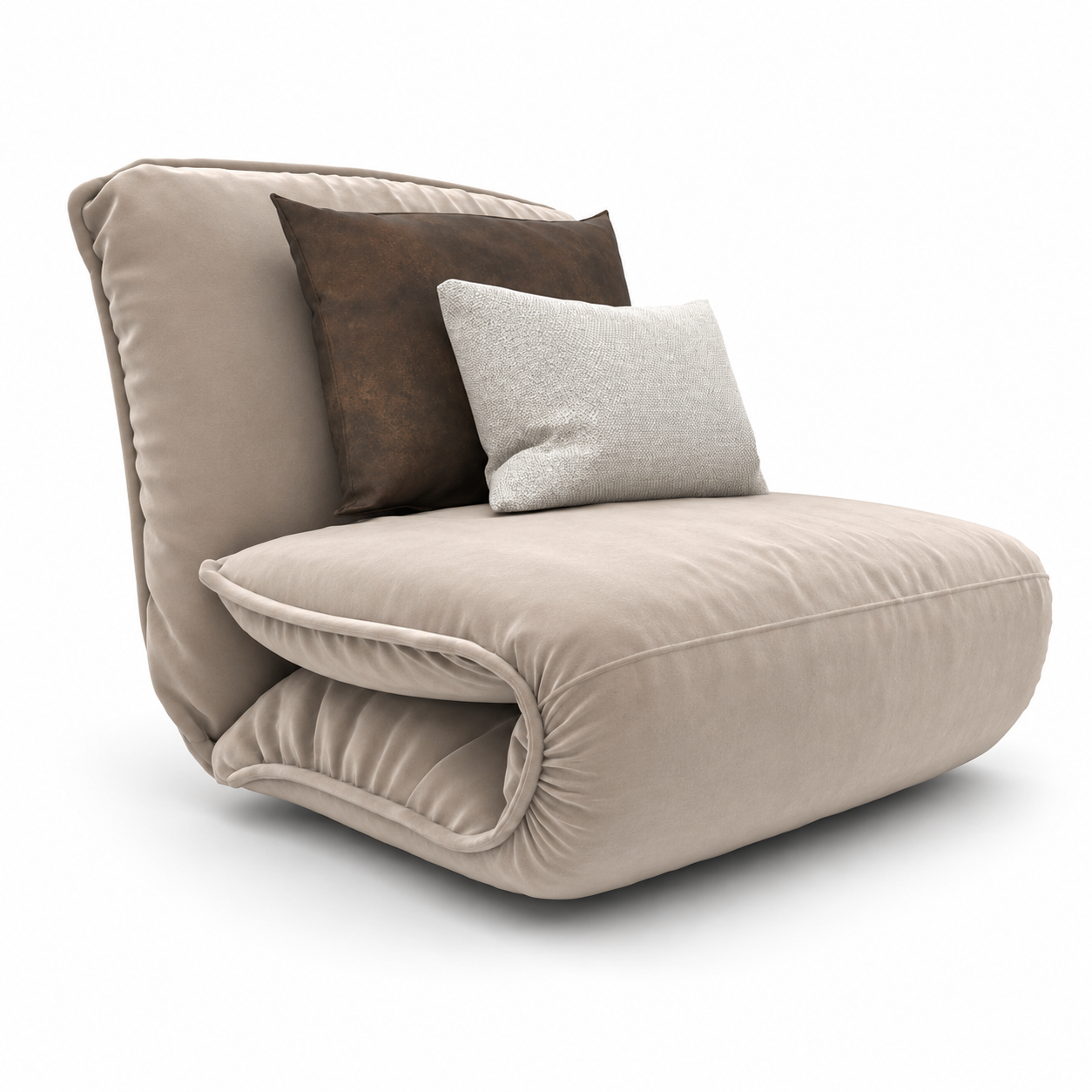 Warm Beige Lounge Chair – Folded Cushion Form 3D Model
