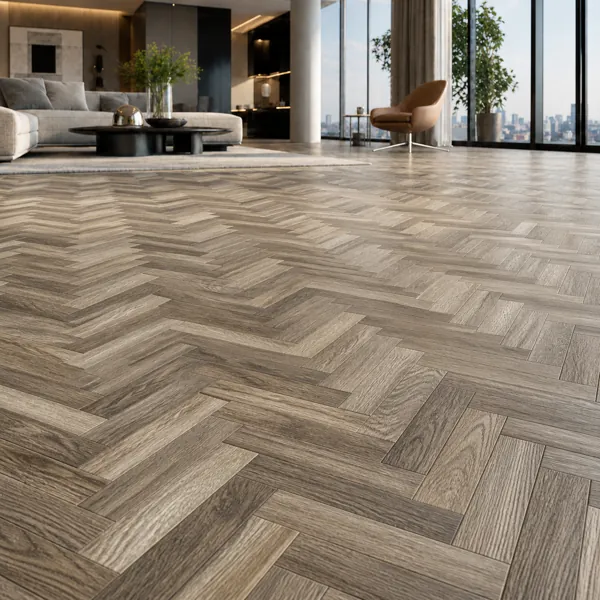 Weathered Herringbone Parquet Texture – Taupe Grain back