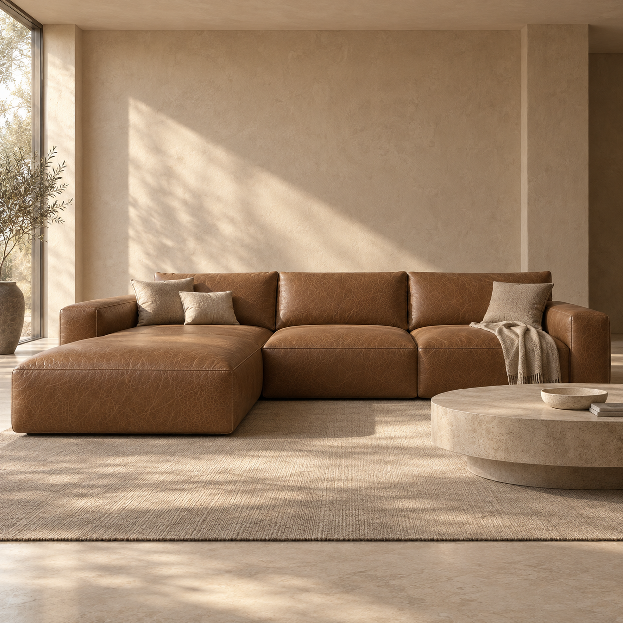 Warm Cognac Fine Grain Leather Texture 2
