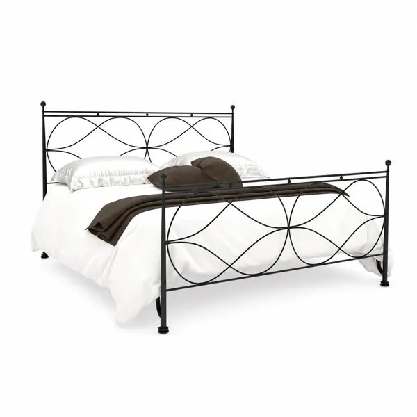 Black Metal Loopwork Bed with White Bedding 3D Model