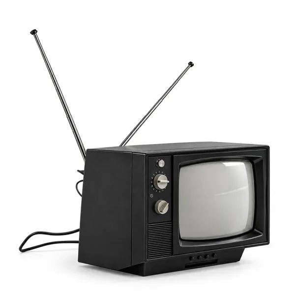 Black Retro CRT TV with Twin Antennas 3D Model
