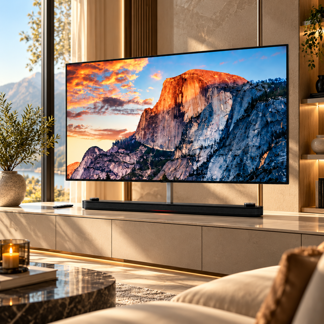 Dual Ultra Wide TV with Soundbar Stand 3D Model 6