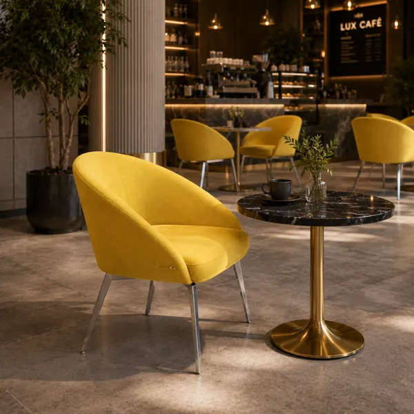Yellow Curved Shell Armchair 3D Model back