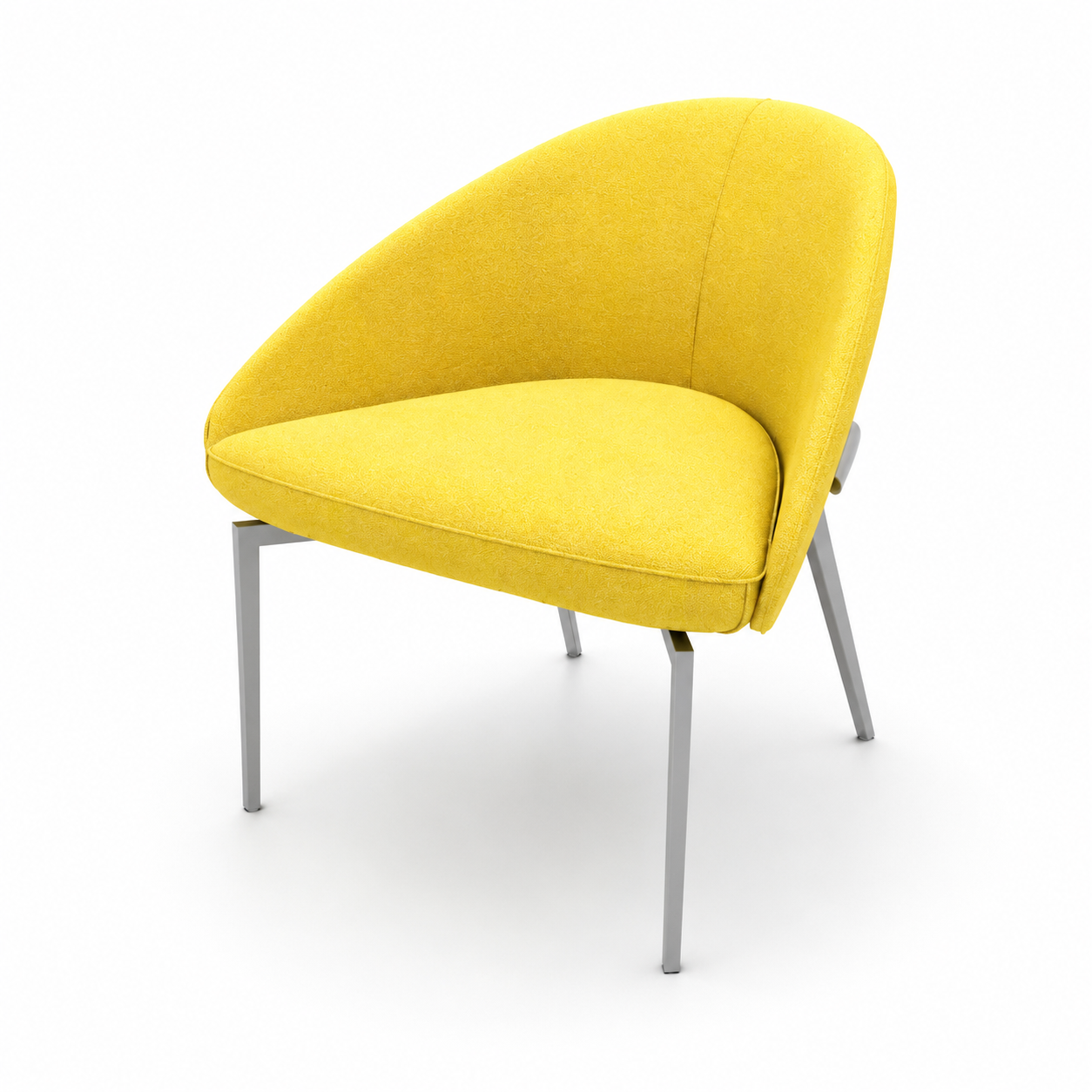 Yellow Curved Shell Armchair 3D Model 3