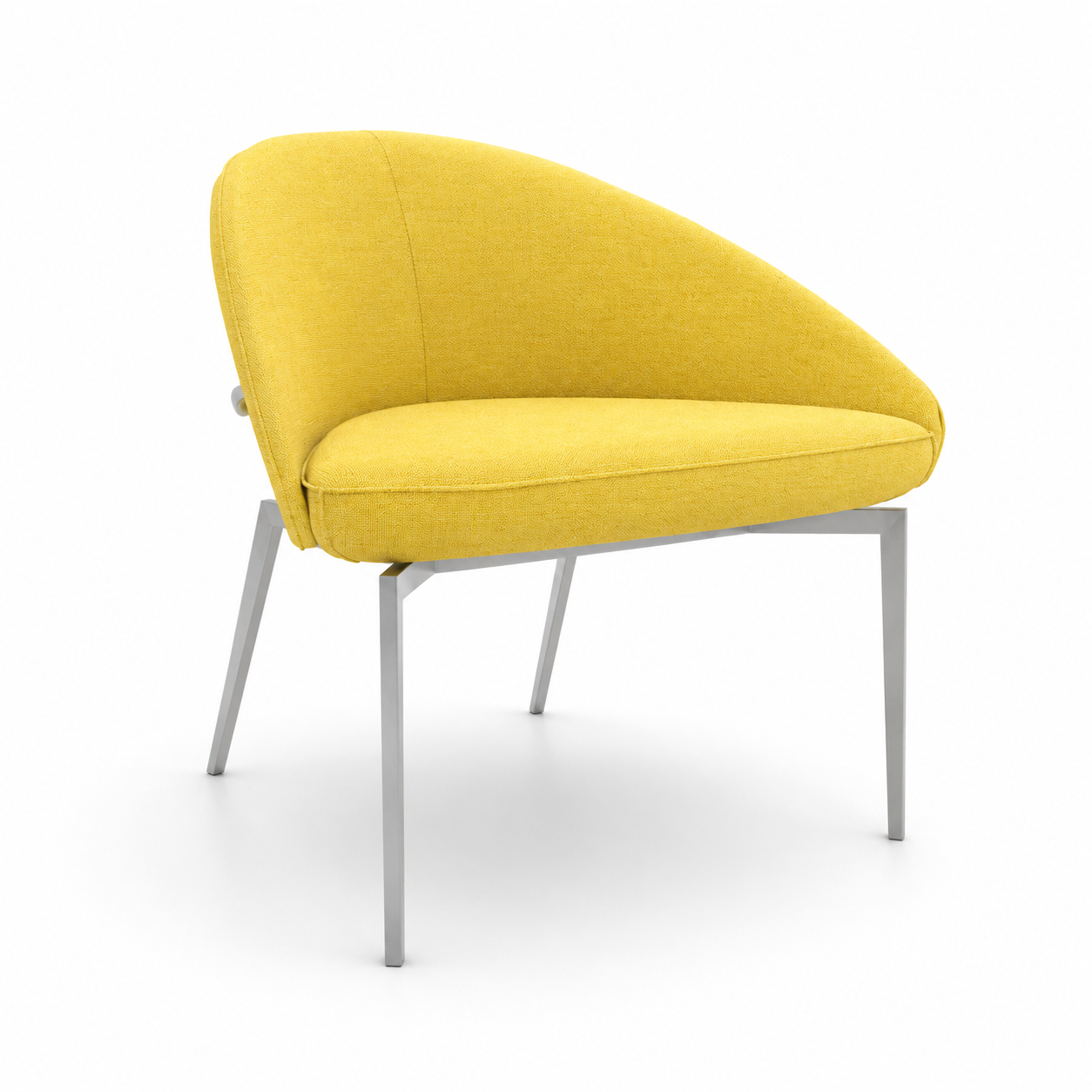 Yellow Curved Shell Armchair 3D Model 1