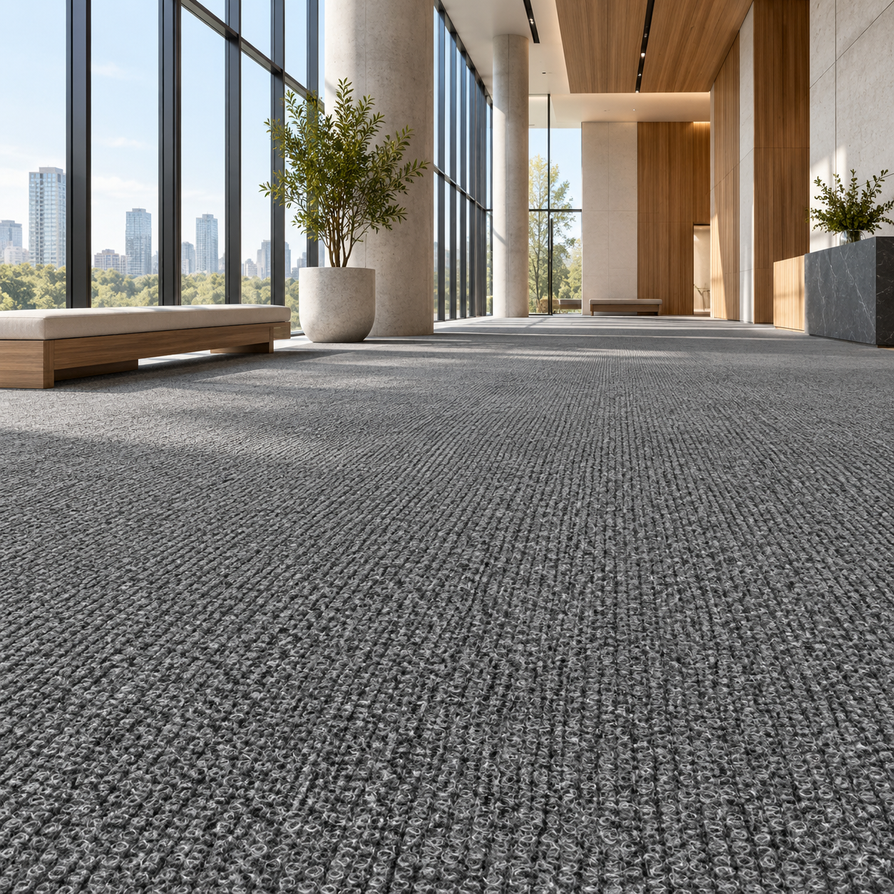 Charcoal Gray Ribbed Loop Pile Carpet Texture 2