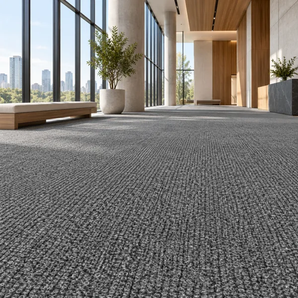 Charcoal Gray Ribbed Loop Pile Carpet Texture back