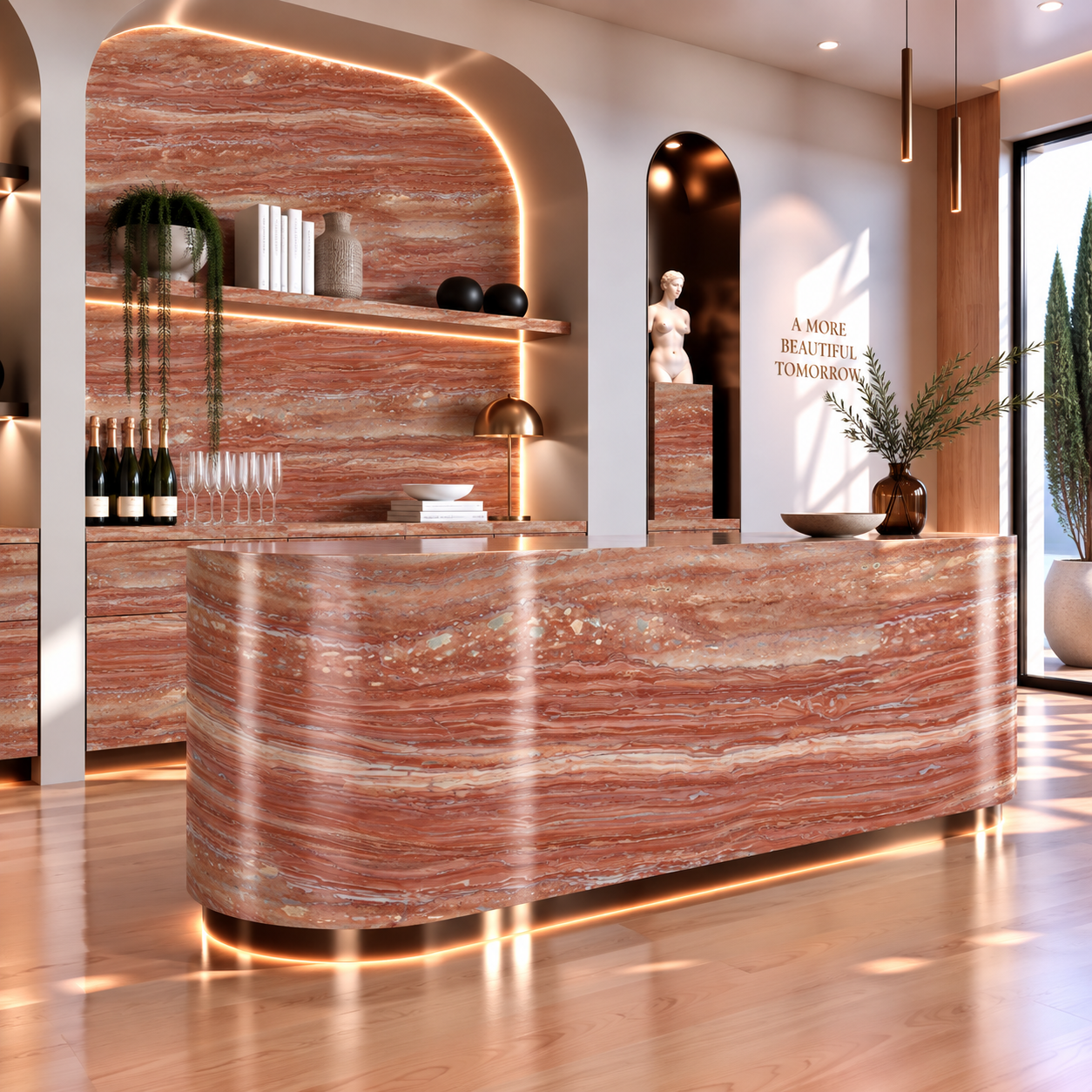 Terracotta Red Layered Vein Marble Texture 2