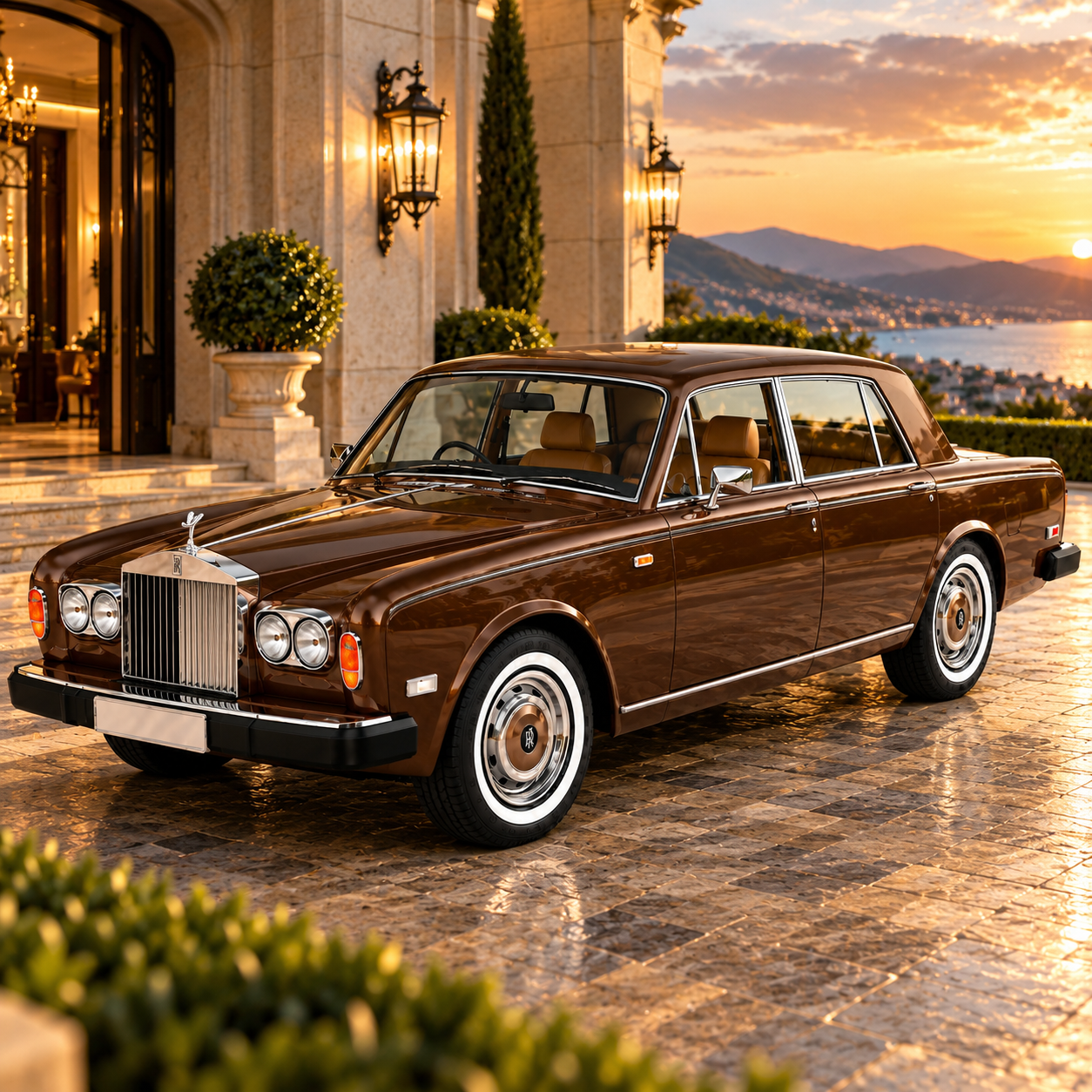 Classic Brown Luxury Sedan 3D Model 4