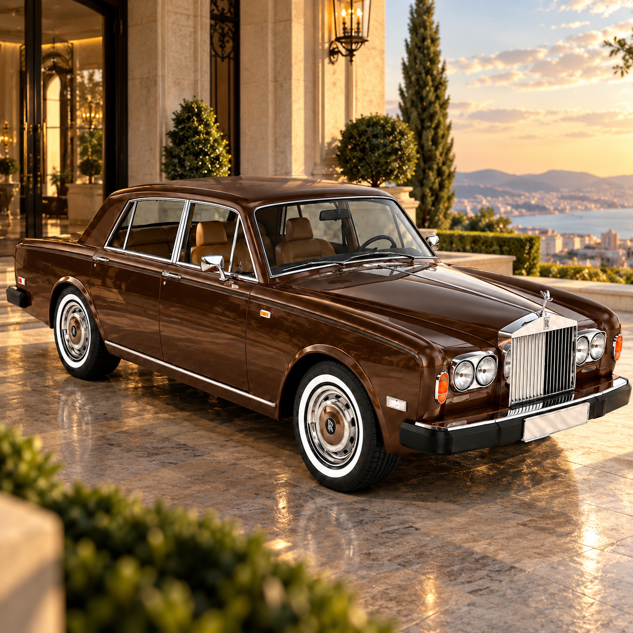 Classic Brown Luxury Sedan 3D Model 2