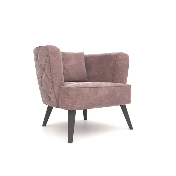 Dusty Rose Wingback Armchair with Quilted Sides 3D Model