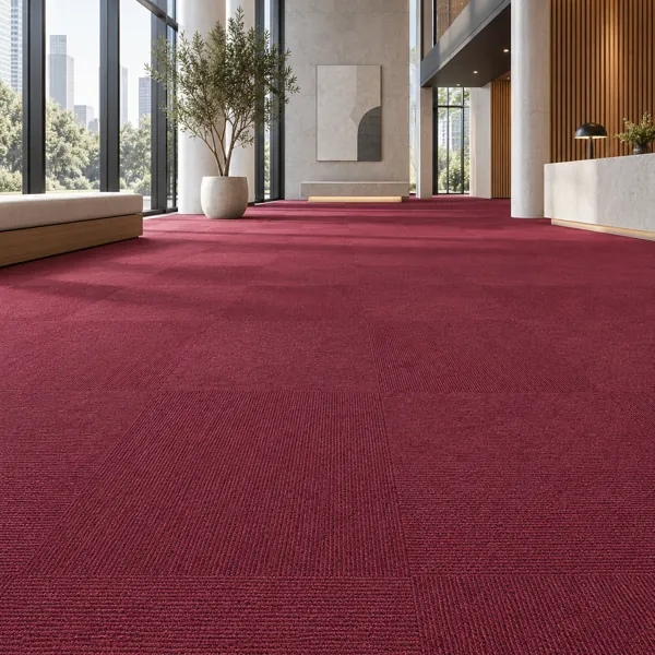 Burgundy Checkerboard Ribbed Carpet Tile Texture back