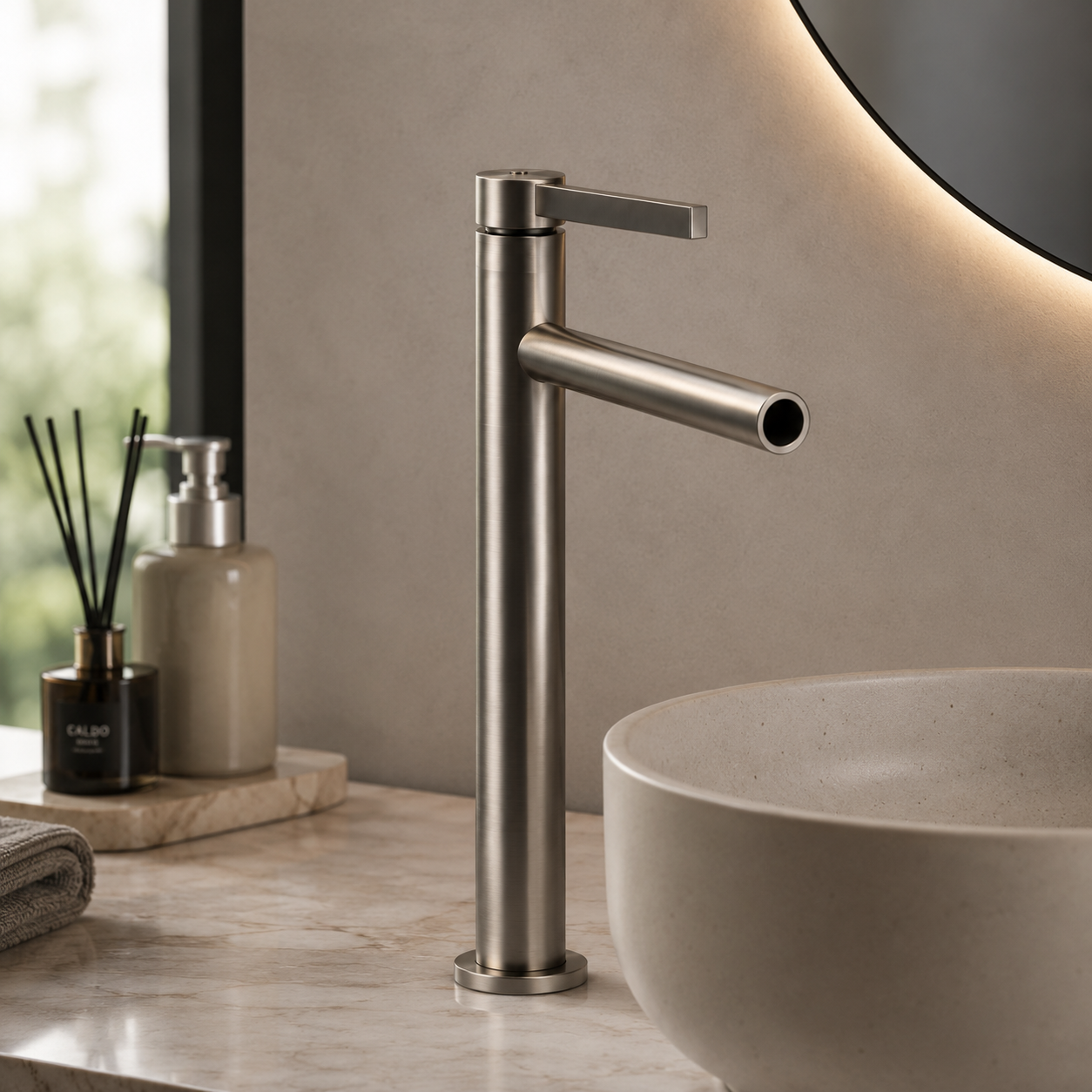 Brushed Stainless Cylindrical Kitchen Faucet 3D Model 3