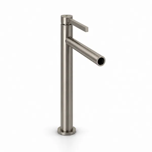 Brushed Stainless Cylindrical Kitchen Faucet 3D Model