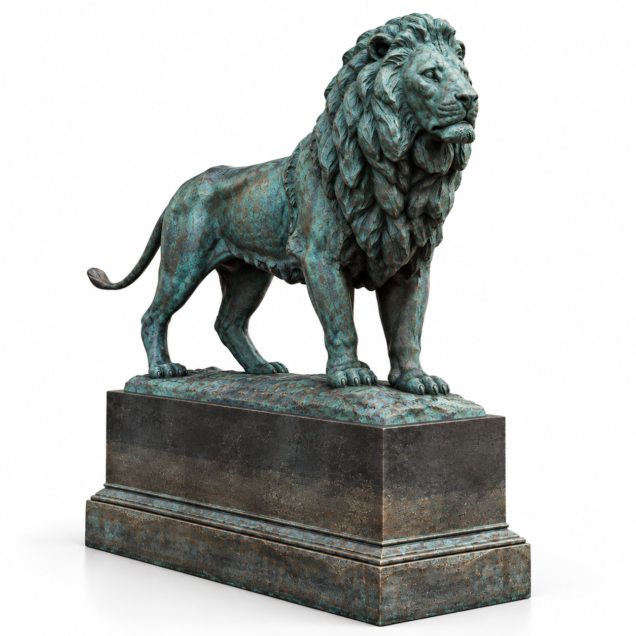 Verdigris Lion Sculpture 3D Model 1