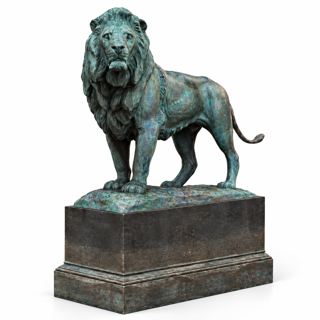 Verdigris Lion Sculpture 3D Model 3