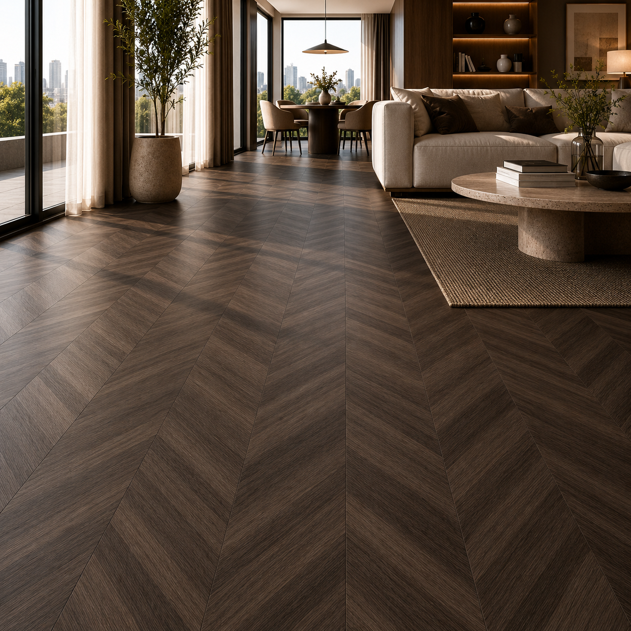 Dark Brown Chevron Parquet Texture 2