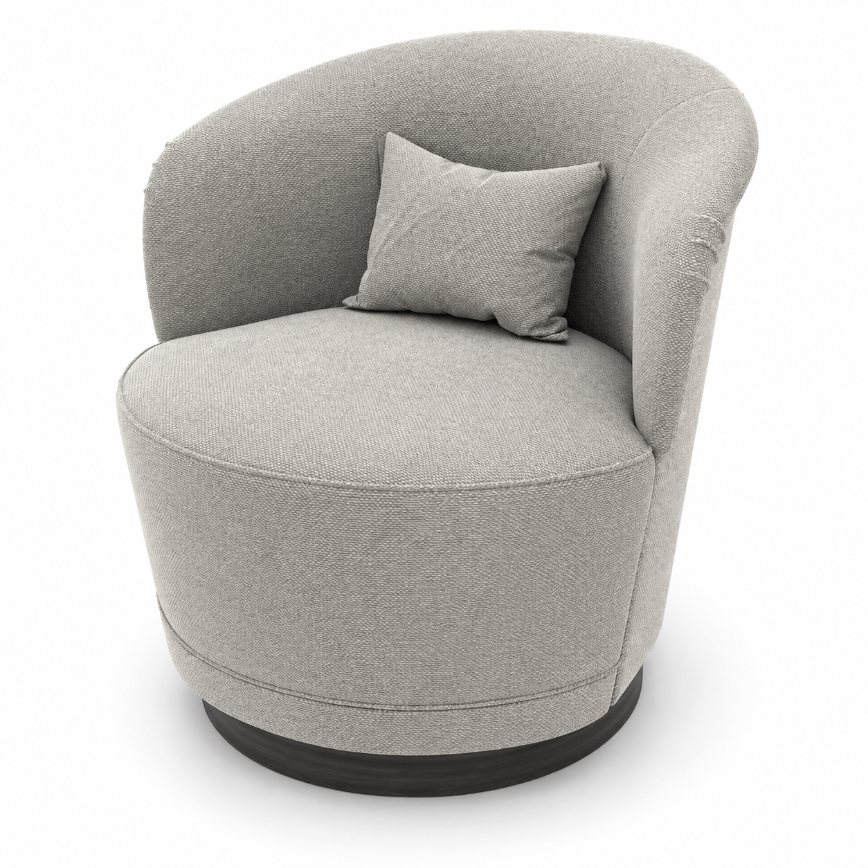 Light Gray Round Barrel Armchair 3D Model 3