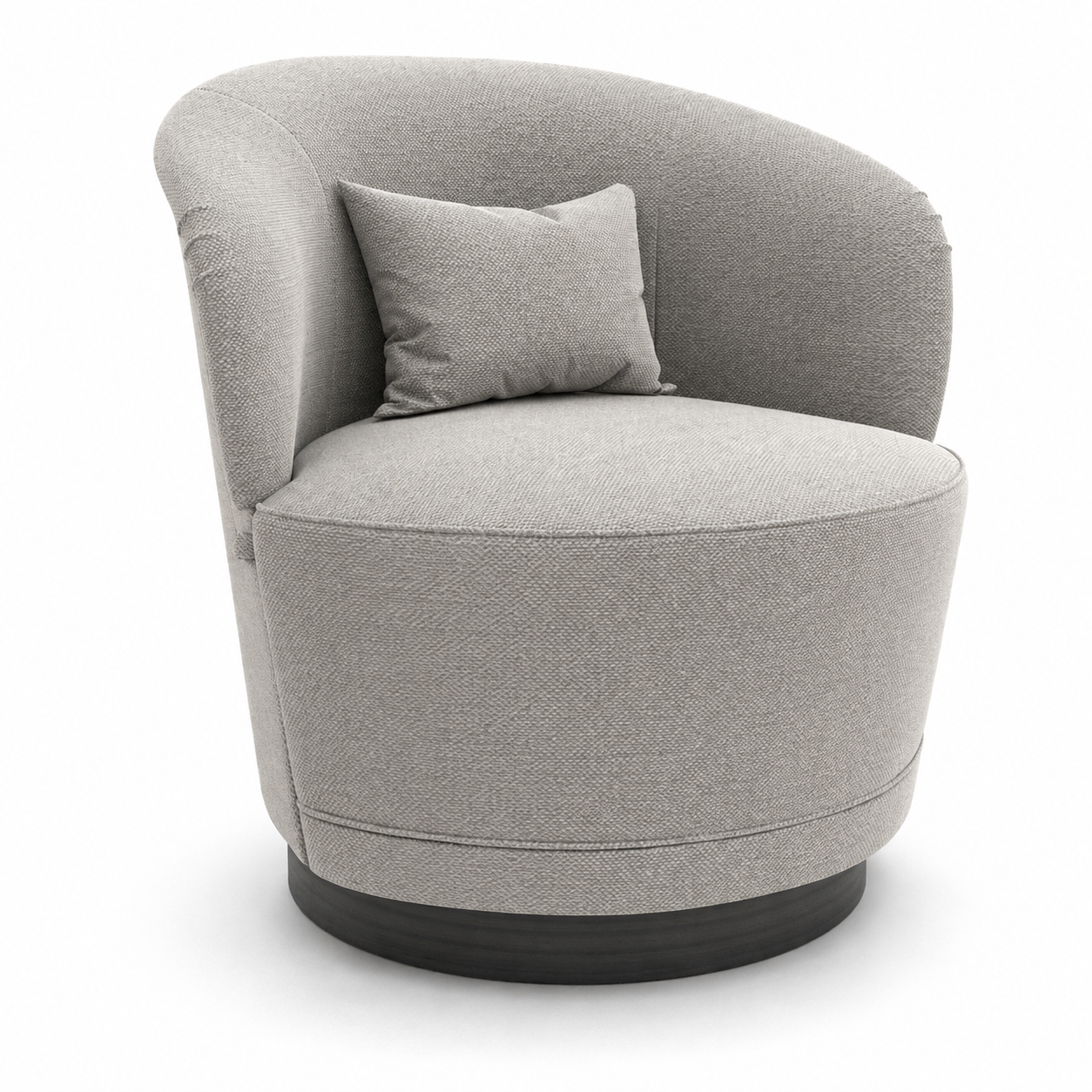 Light Gray Round Barrel Armchair 3D Model 1