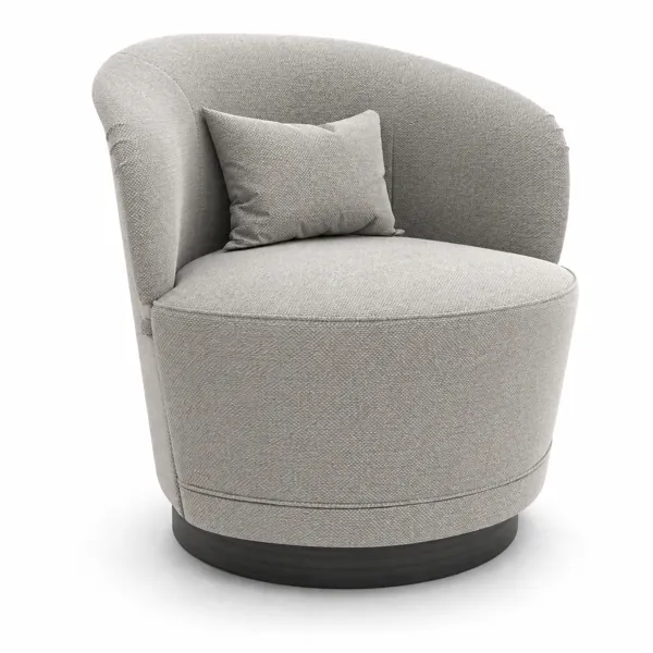 Light Gray Round Barrel Armchair 3D Model