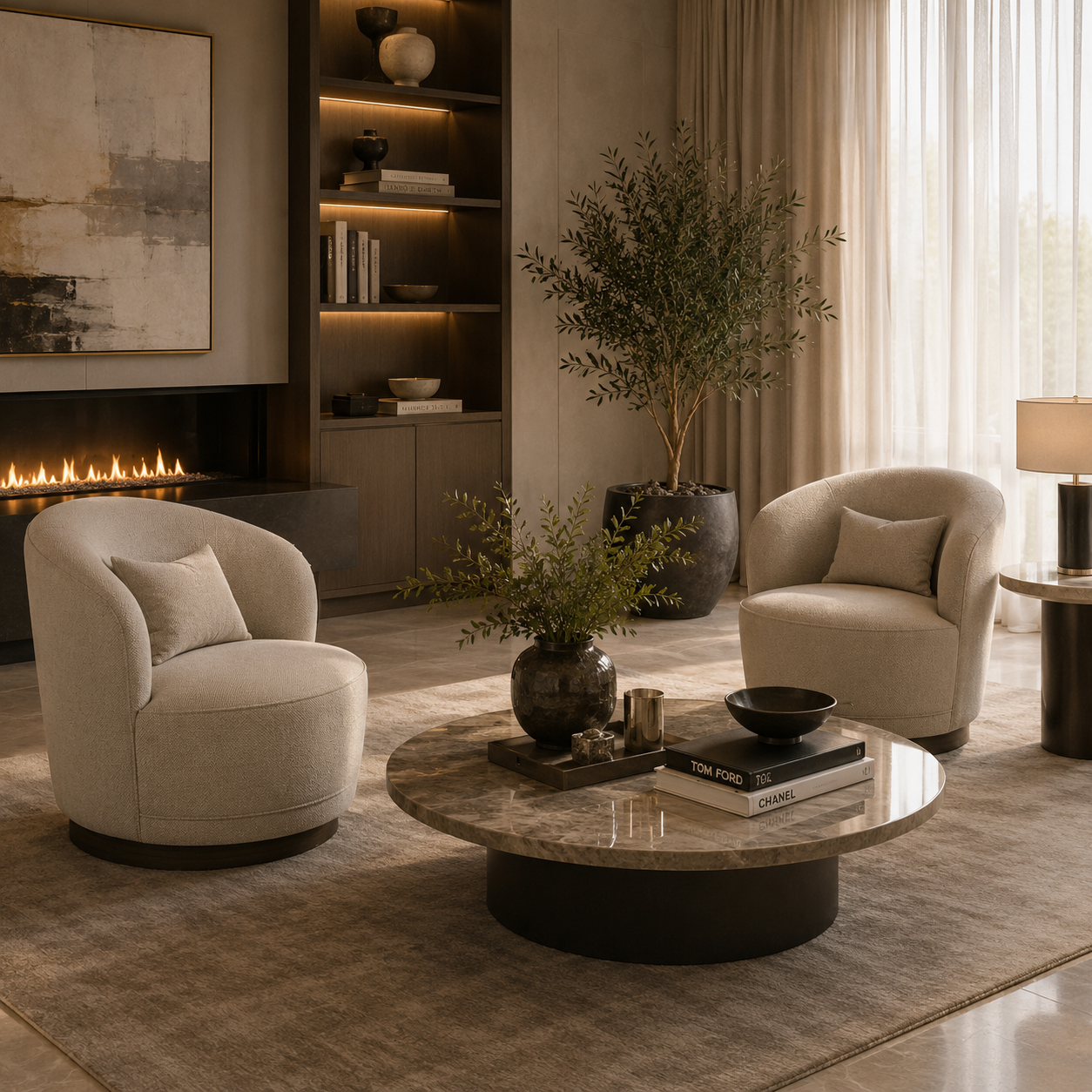 Light Gray Round Barrel Armchair 3D Model 2