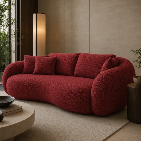 Vivid Red Raised Loop Fabric Texture back