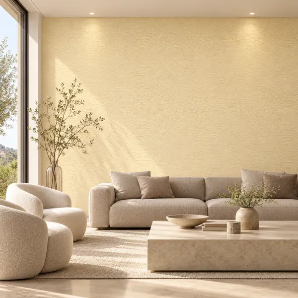 Warm Cream Yellow Fine Swirl Plaster Texture back