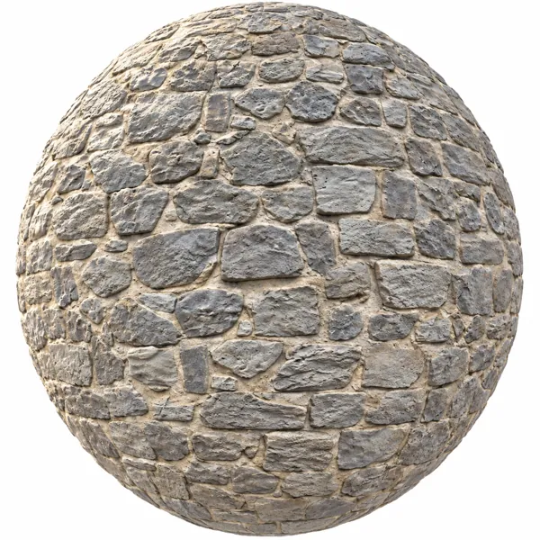 Weathered Cool Gray Rubble Stone Beige Mortar Wall Texture