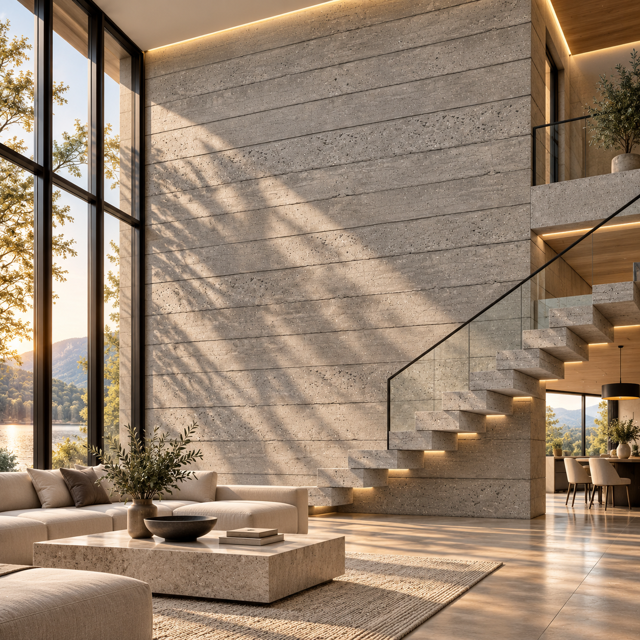 Cool Grey Porous Horizontal Layered Concrete Texture 2