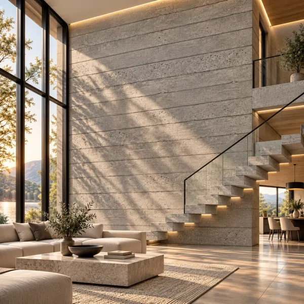 Cool Grey Porous Horizontal Layered Concrete Texture back