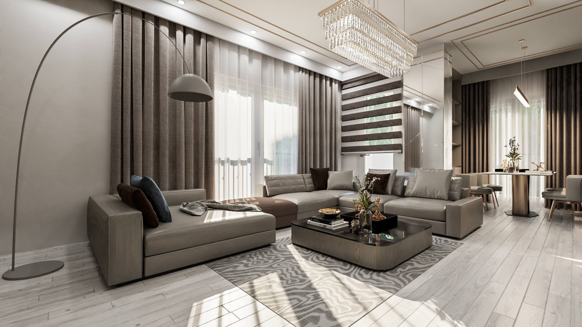 Contemporary Luxury Living Room Visualization | Modern Interior Design | Photorealistic 3D Architectural Rendering