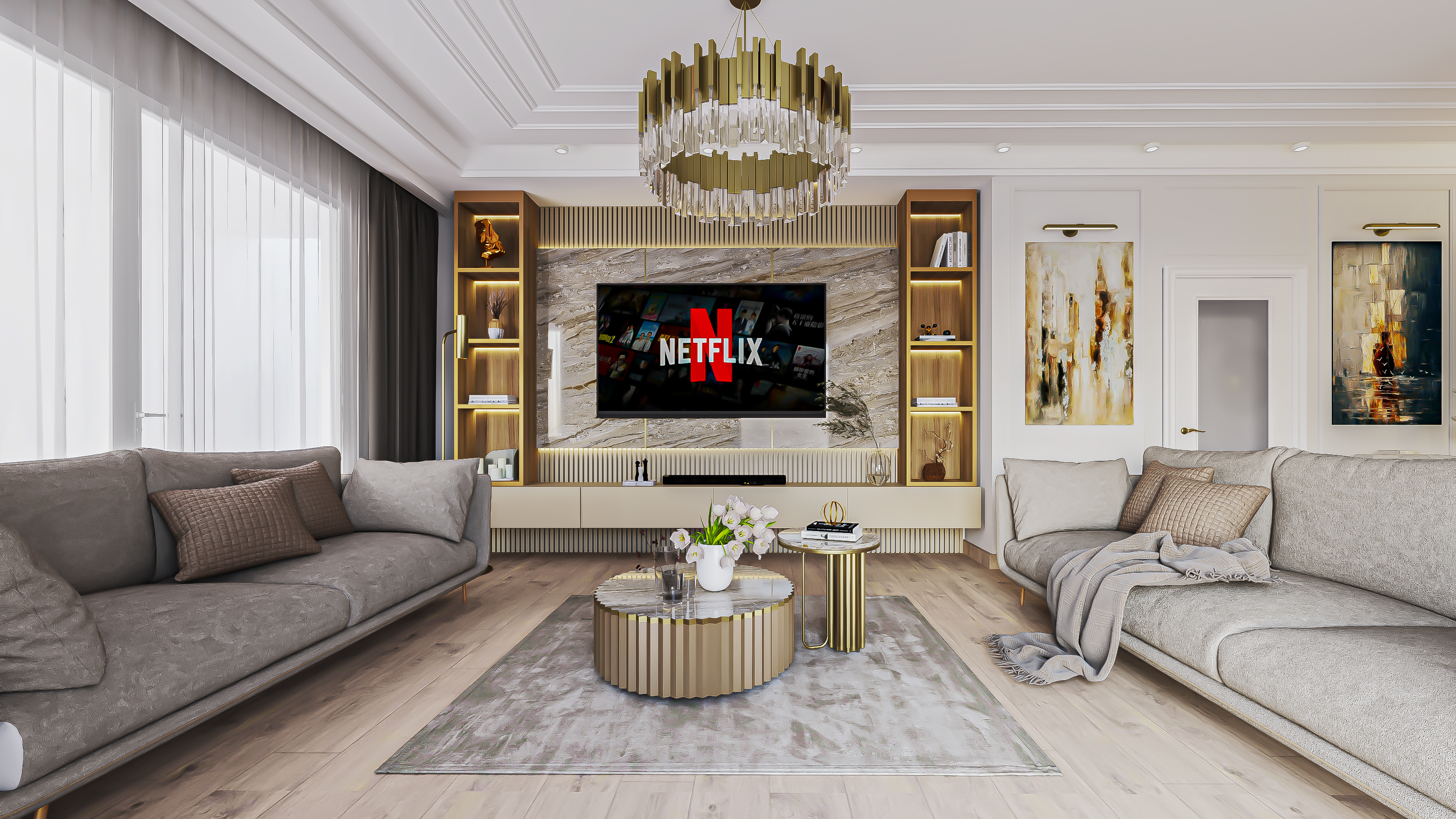 Modern Luxury Living Room Visualization | Contemporary Interior Design | Photorealistic 3D Architectural Rendering