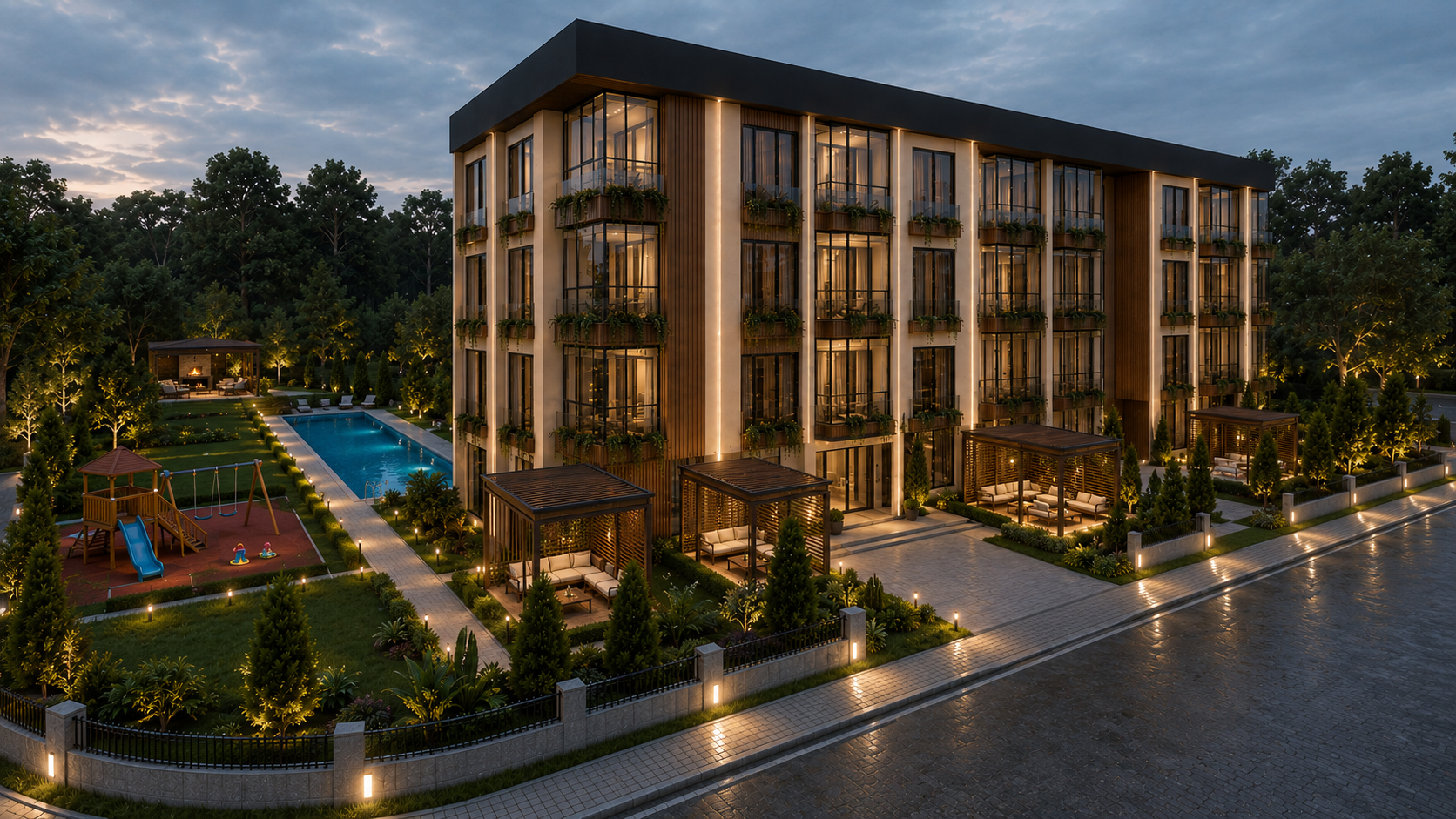 Modern Luxury Residential Exterior Visualization | Contemporary Apartment Design | Photorealistic 3D Architectural Rendering
