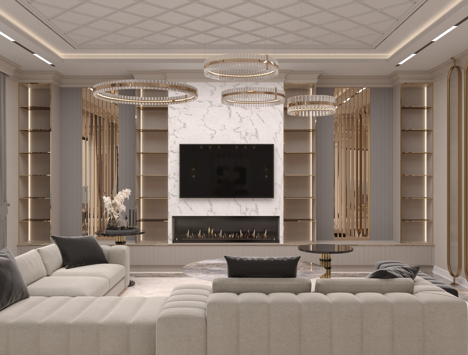 Modern Luxury Living Room Visualization | Elegant Interior Design | 3D Architectural Rendering